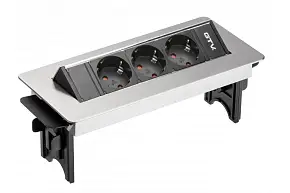 Блок розеток настольный 3 розетки AE-PBC3GS-51BKN (Schuko) без нижнего корпуса, инокс, с проводом 1,5 метра — купить оптом и в розницу в интернет магазине GTV-Meridian.